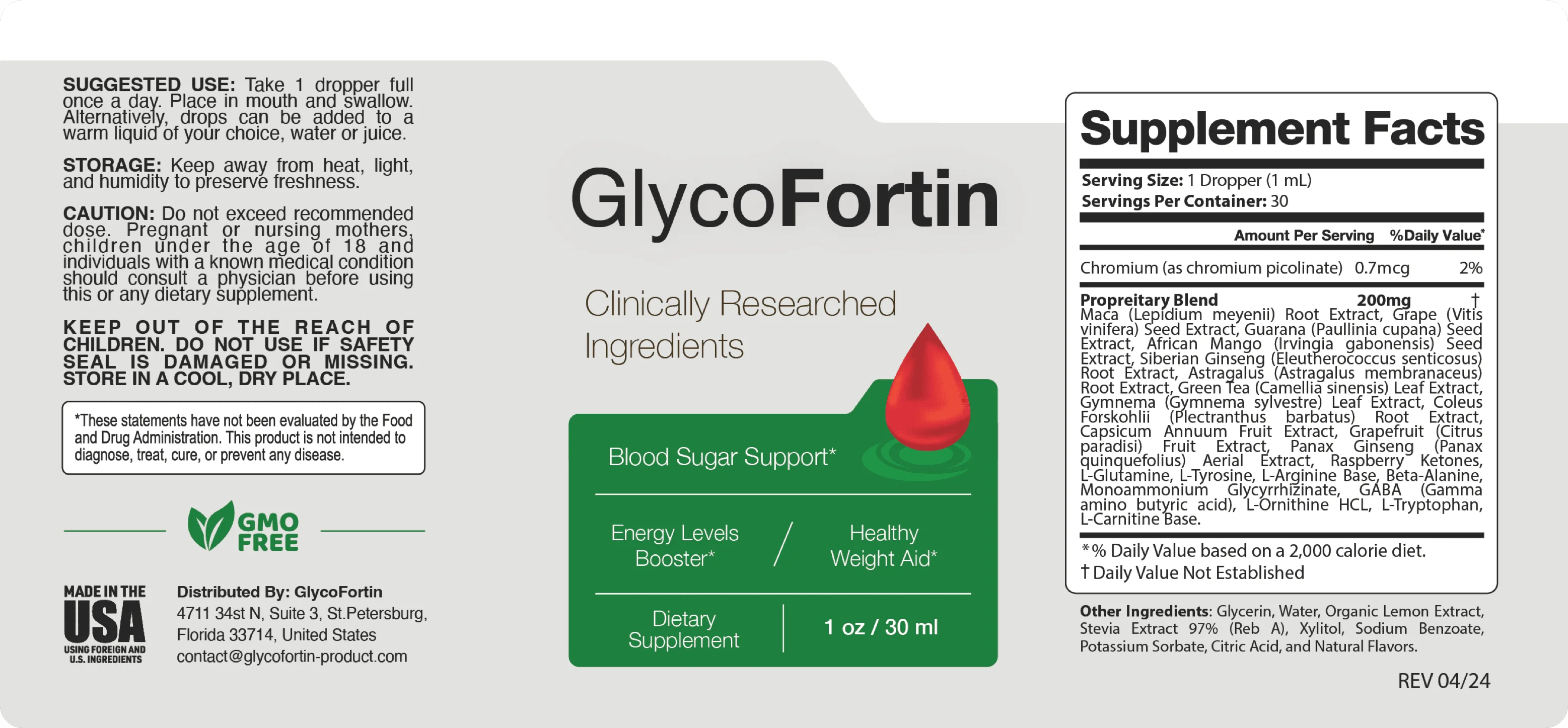 GlycoFortin Ingredients